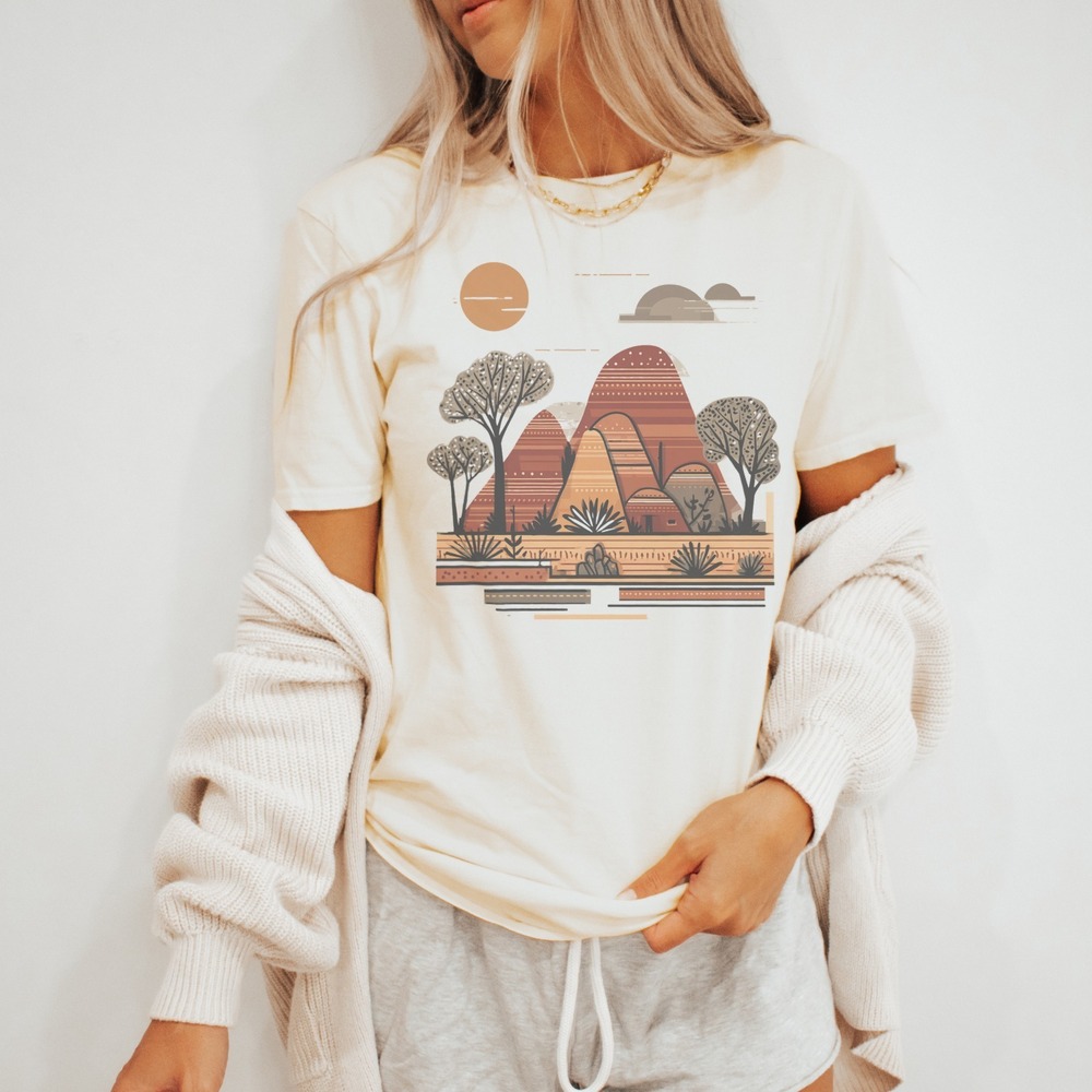 Desert Adobe Retro Graphic Tee Southwestern Architecture Illustration